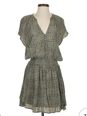 Rails Grey and Black Mini Dress Animal Print Sz S NEW Karla Olive Lynx